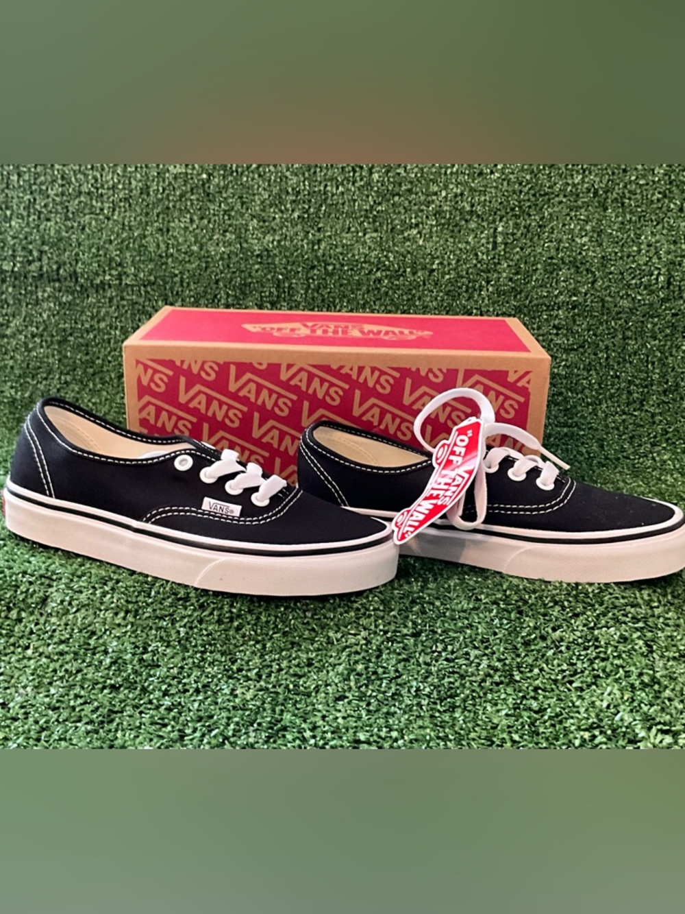 Van Authentic Black and White Low-Top Canvas Sneakers